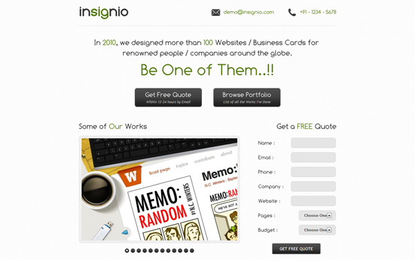 Insignio - A MultiPurpose Landing Page