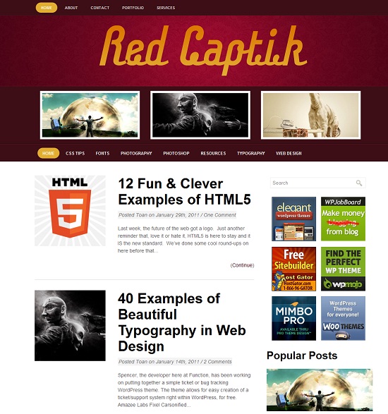 RedCaptik 35 Free and Professional looking WordPress Themes