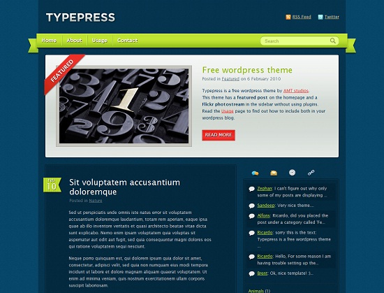 TypePress 35 Free and Professional looking WordPress Themes