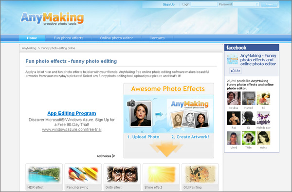 Online photo editing tool