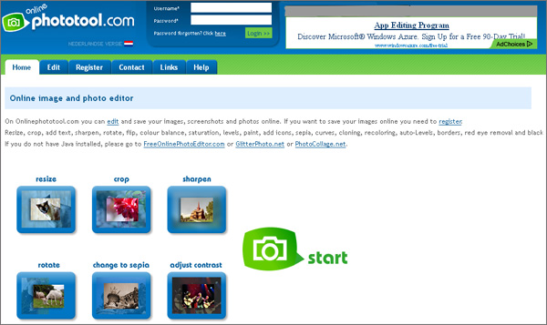 Online photo editing tool