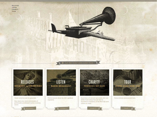 Textured website design example: Neutral Milk Hotel