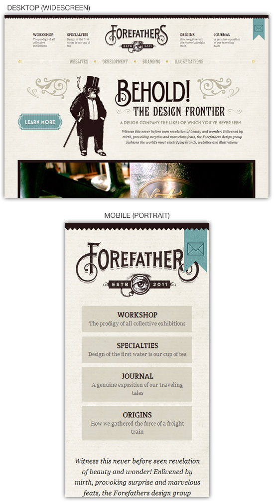 Responsive web design example: Forefathers Group