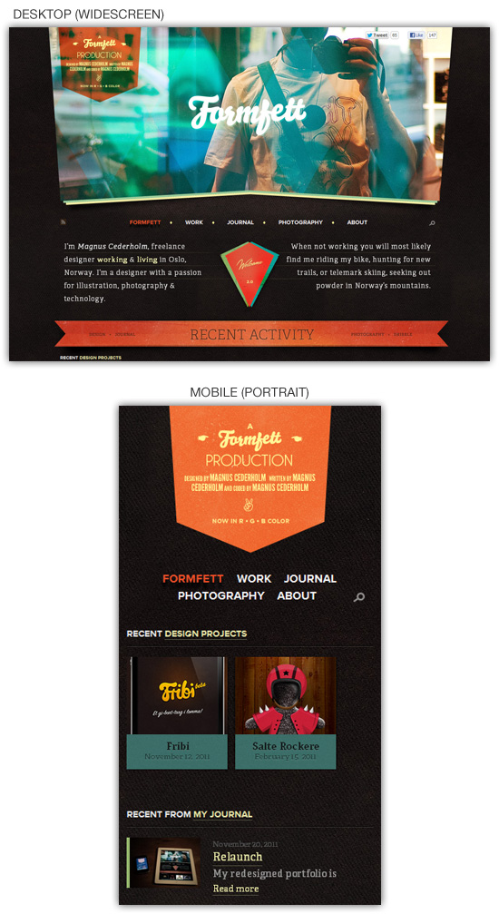 Responsive web design example: Formfett