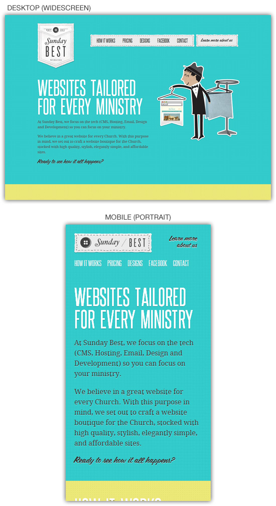 Responsive web design example: Sunday Best