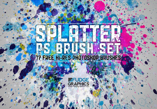 Free Hi-Res Splatter Photoshop Brush Set