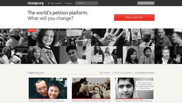 14 change org 30 Inspiring Non Profit Website Designs