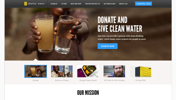 2 charity water project 30 Inspiring Non Profit Website Designs