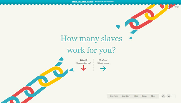 20 how many slaves work for you footprint 30 Inspiring Non Profit Website Designs