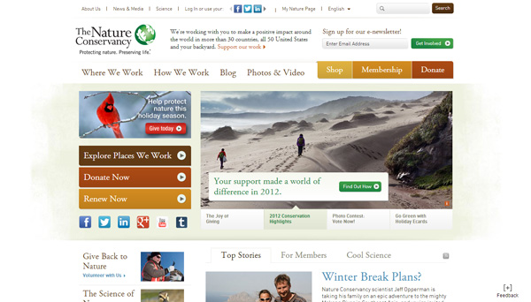 24 the nature conservancy 30 Inspiring Non Profit Website Designs