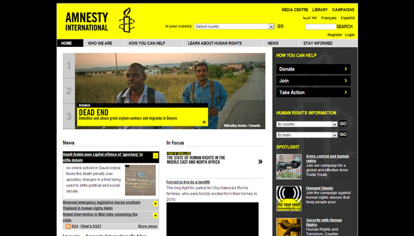 26 amnesty international 30 Inspiring Non Profit Website Designs