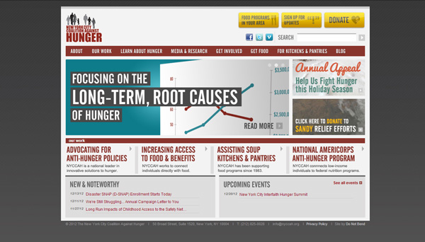 27 new york city coalition against hunger 30 Inspiring Non Profit Website Designs