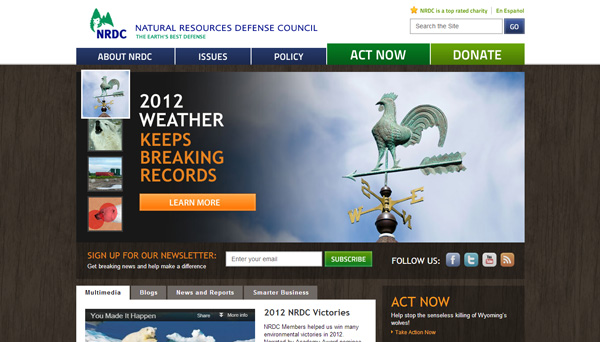 28 natural resources defence counsil 30 Inspiring Non Profit Website Designs