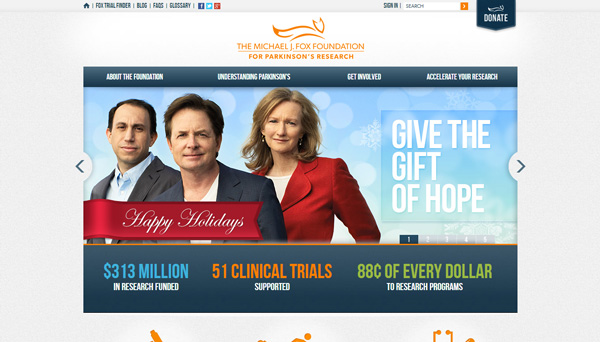 3 michael j fox foundation for parkinson 30 Inspiring Non Profit Website Designs