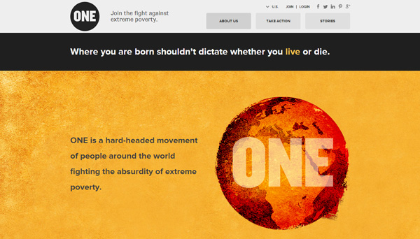 4 one organization fighting poverty 30 Inspiring Non Profit Website Designs