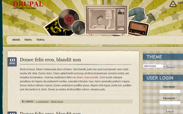 retromania free drupal cms theme download