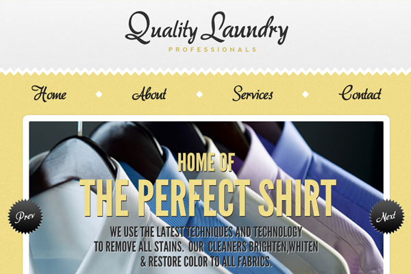 quality laundry website yellow interface design