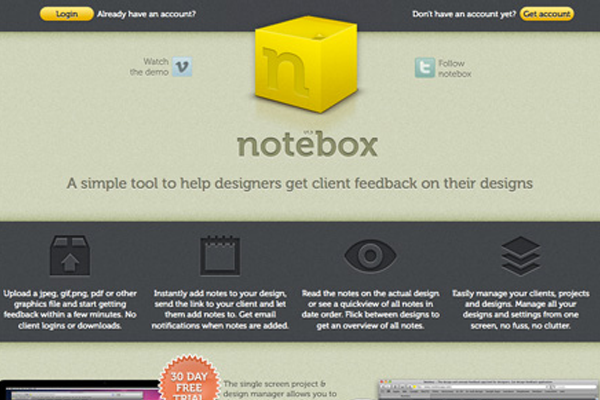 noteboxapp website yellow icon apps landing page