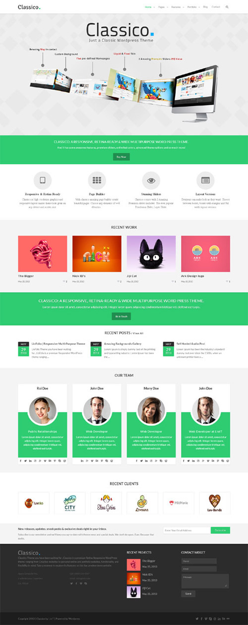 Classico, WordPress Premium Green Portfolio Theme - Premium WordPress Themes 2013