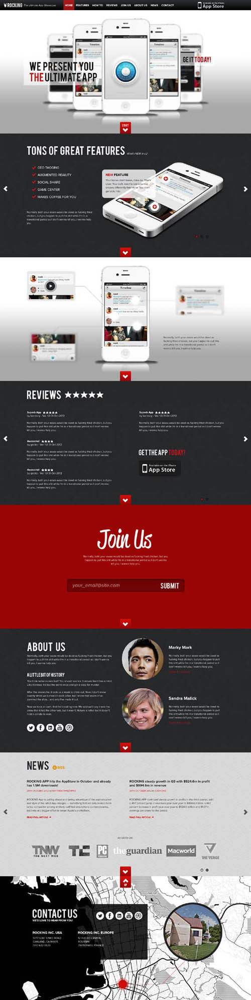 Rocking, WordPress Parallax iPhone App Scrolling Theme - Premium WordPress Themes 2013