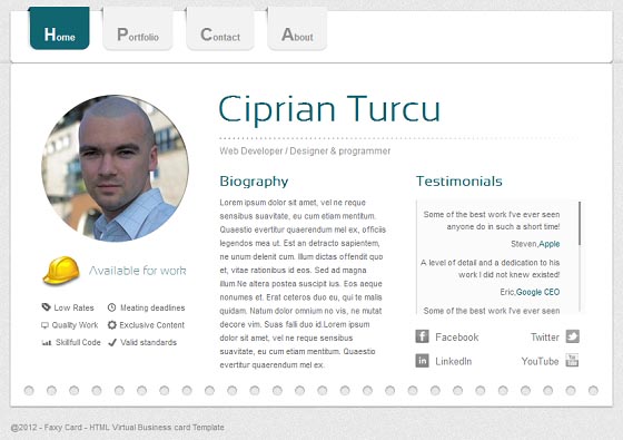 Virtual Business Card Site Templates