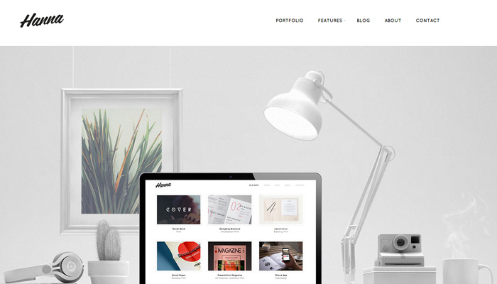 hanna white clean simple portfolio theme wordpress