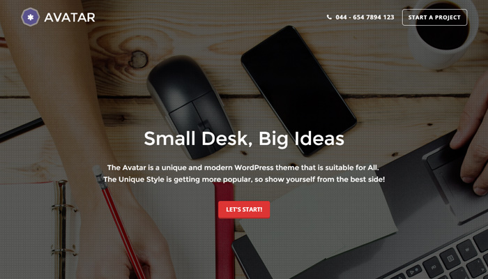 avatar single page parallax wordpress theme