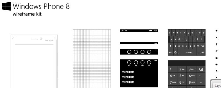 Windows Phone 8 Wireframe Kit ai