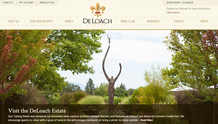 deloach vineyards dark homepage patterns