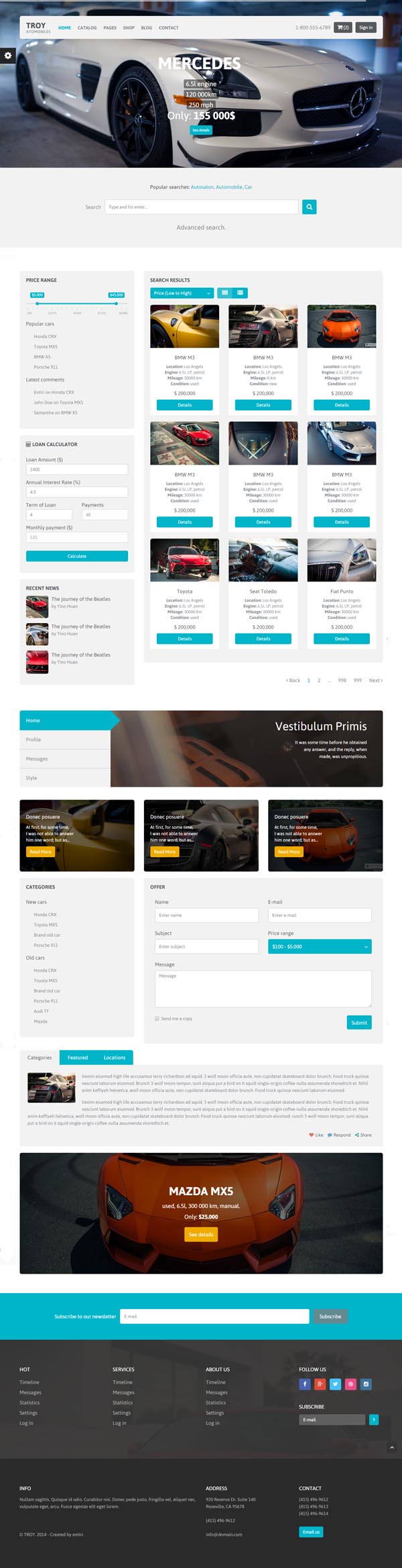 TROY Automotive Cars Portal - HTML Template