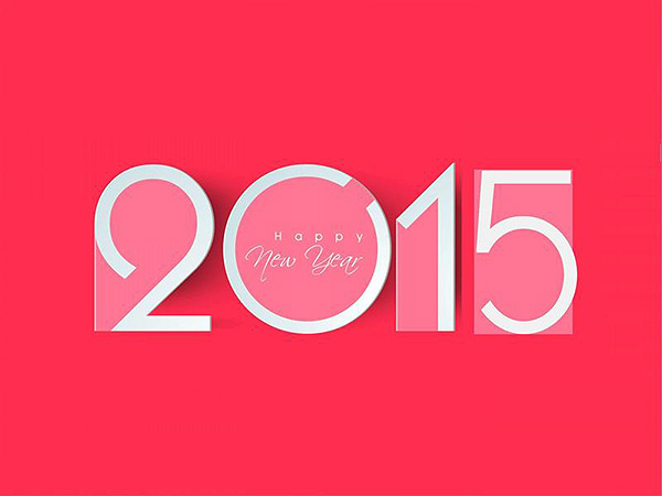 Popular Happy New Year 2015 in Pink Color Background HD Wallpaper