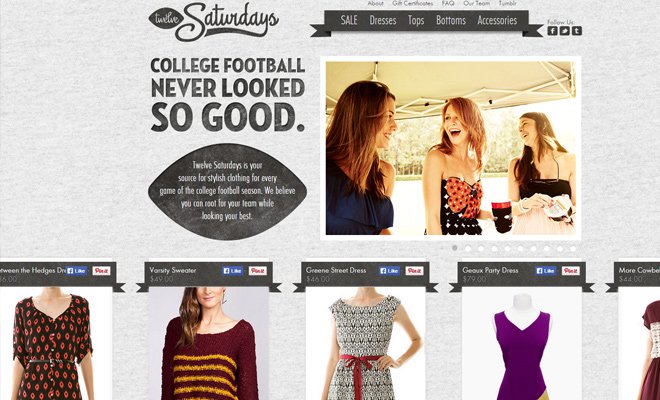 twelve saturdays ecommerce shop shopify layout