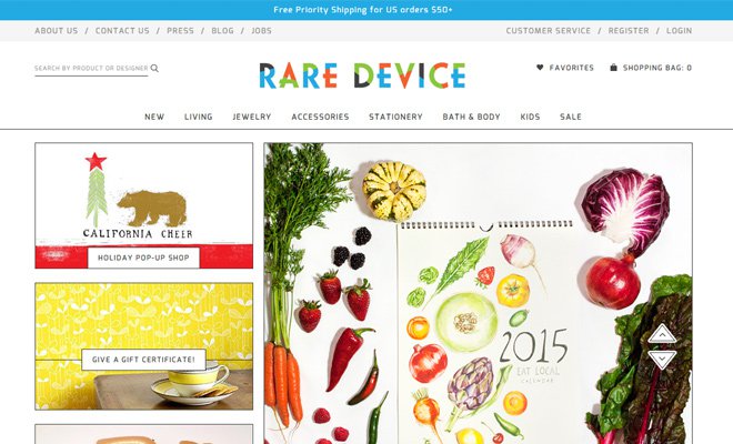 colorful website design rare devices shopify