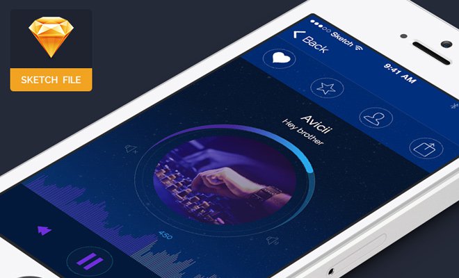 music player iphone app ui sketch