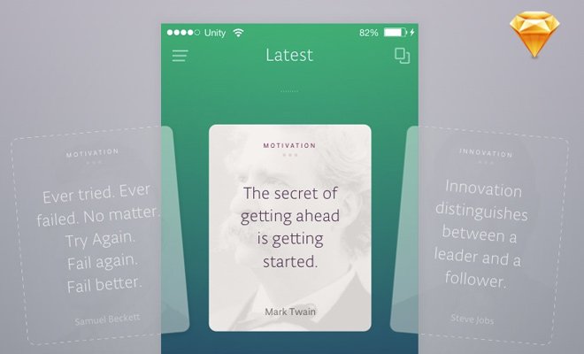 quotes iphone app ui freebie sketch design