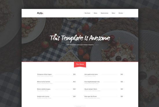 restaurant website layout