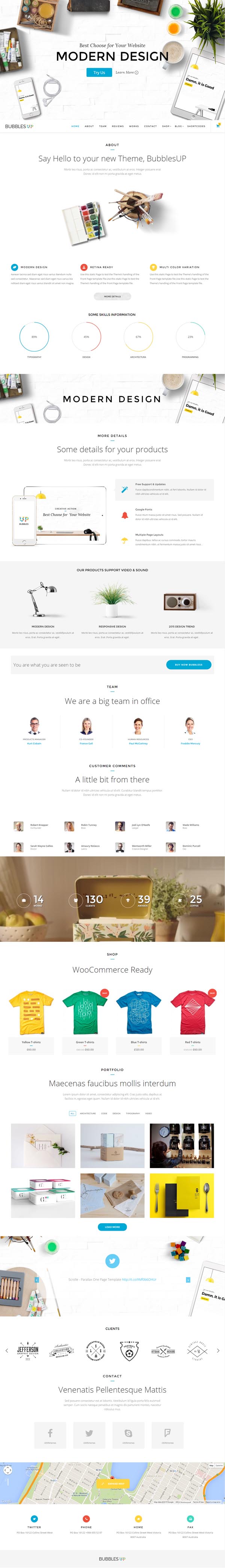 BubblesUP - Multi-Purpose One Page WordPress Theme