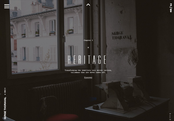 Dark web design example: Serge Thoraval