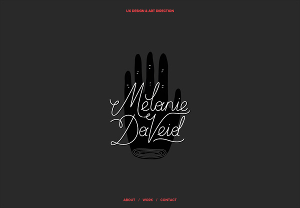 Dark web design example: Melanie Daveid