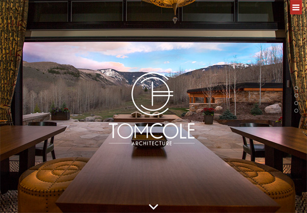 Web design with a big background: Tom Cole Architect