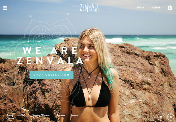 Web design with a big background: Zenvala