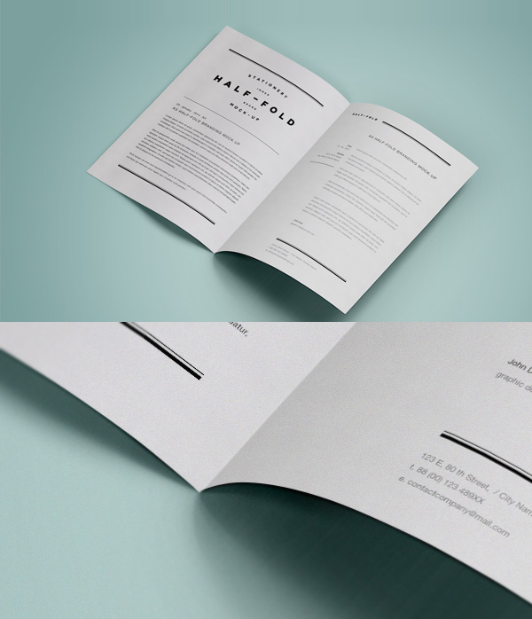 A3 Half Fold MockUp PSD Template