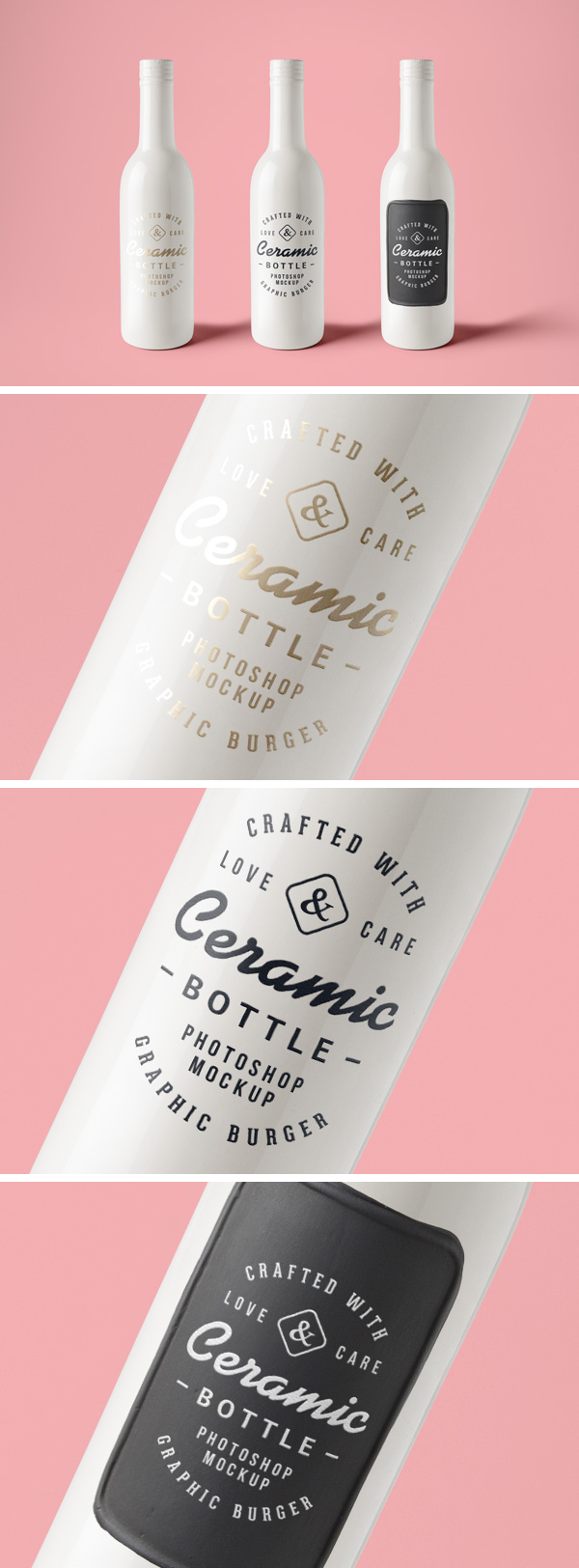 Free Ceramic Bottles PSD MockUp