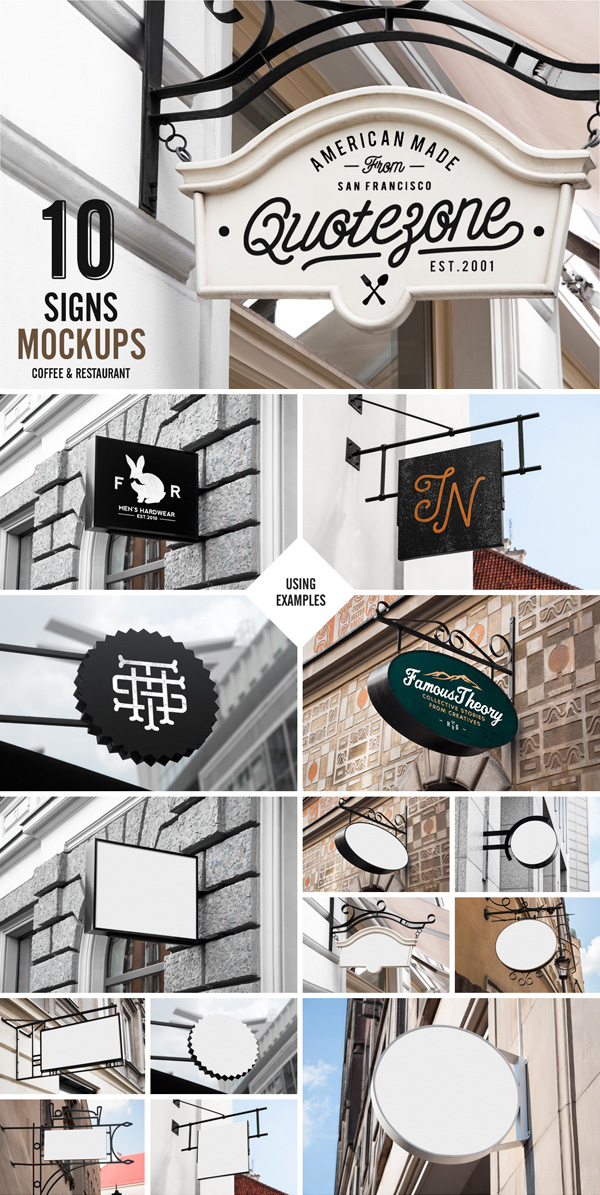 Signs Mockup Restaurant & Coffee