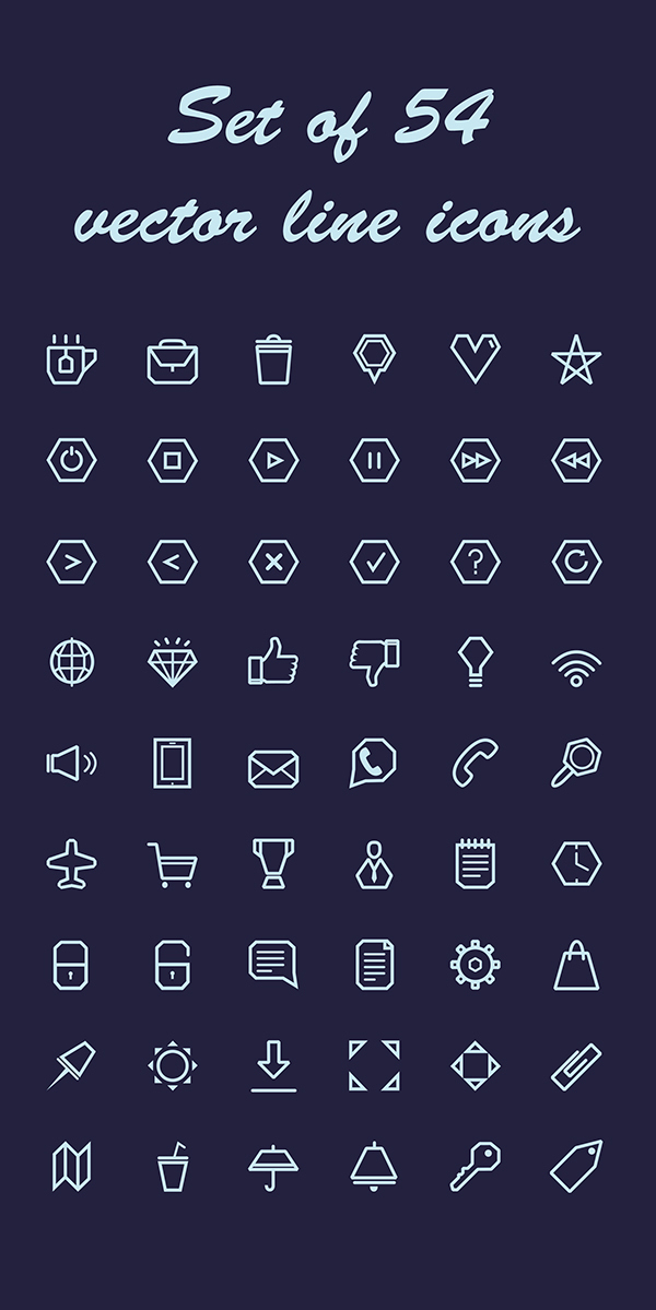 Line Icon Set Free Vector PSD