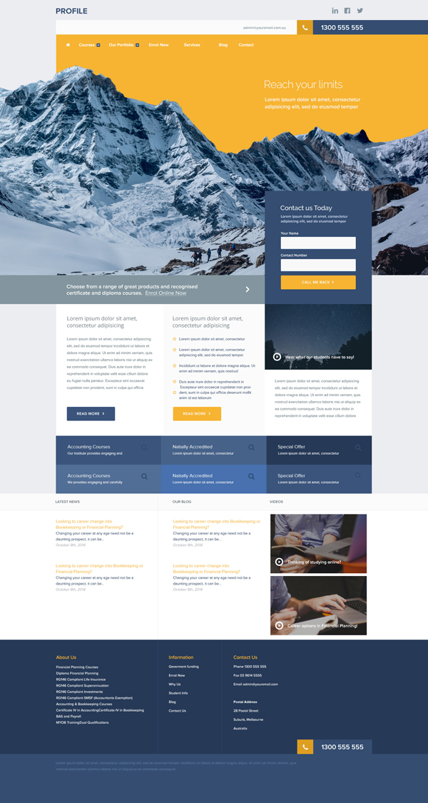 Free Unique Corporate Website PSD Template