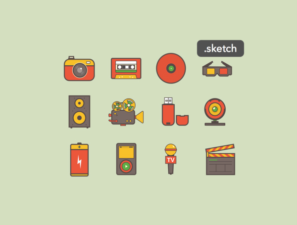 Free Media Icons Sketch