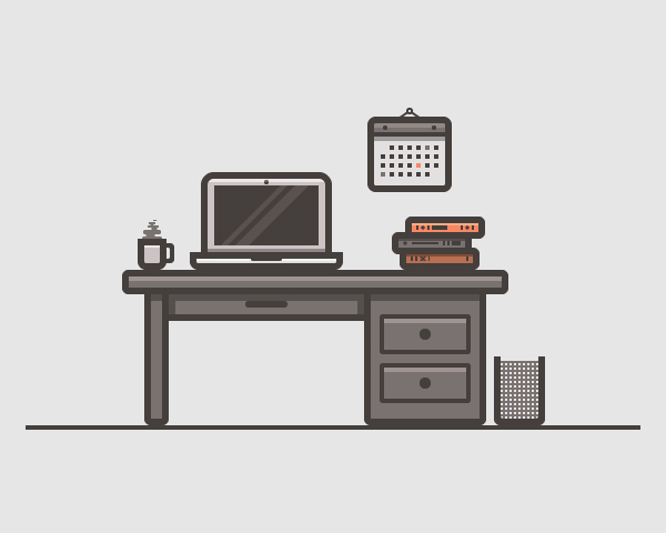 Desk Scenery Illustration Vector Graphics