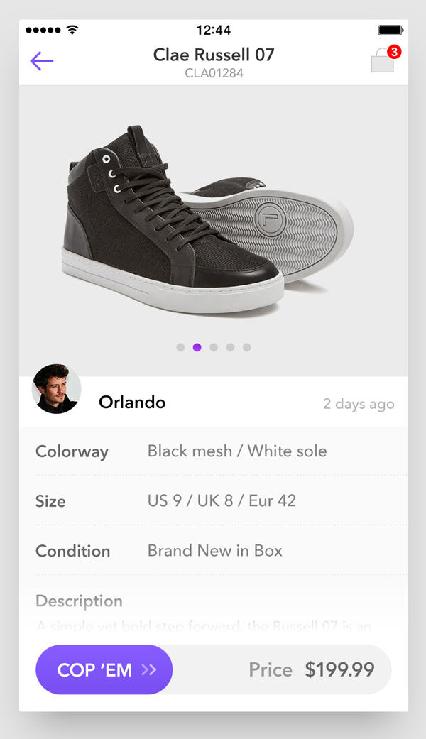 Sneaker product detail UI by Imran Ashraf