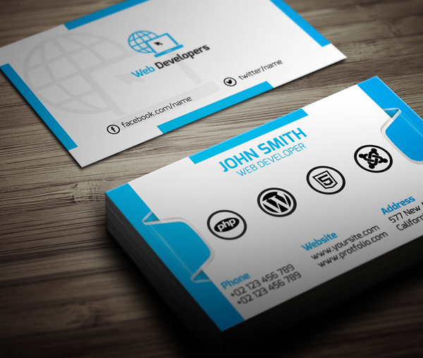 Free Web Developer Business Card PSD Template